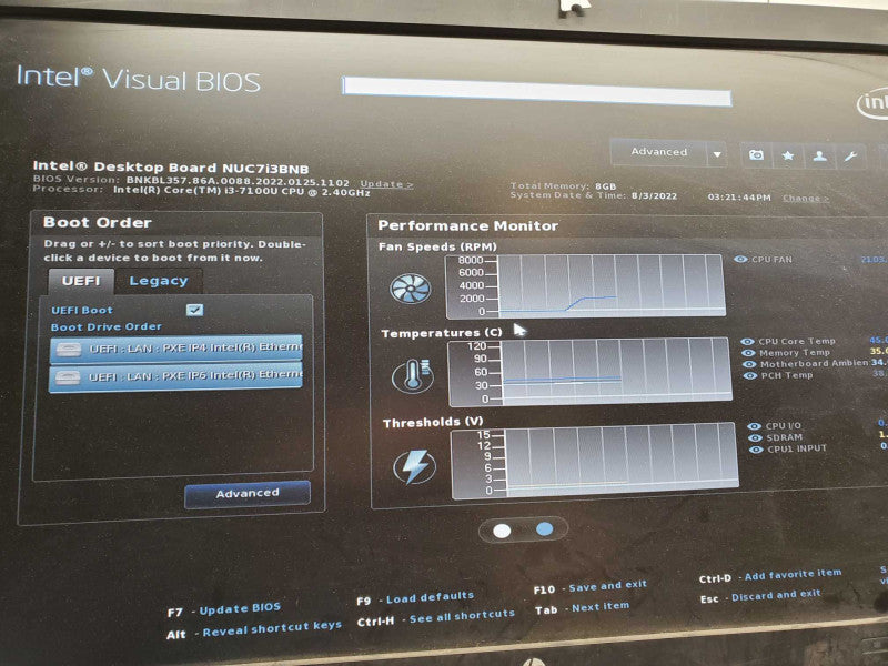 Intel Desktop NUC NUC7I3BNB NUC i3-7100U @ 2.4GHz 8GB RAM No HDD/SSD )