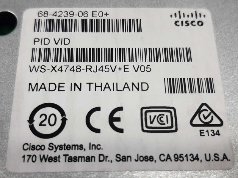 Cisco WS-X4748-RJ45V+E Catalyst 4500 48 Port Gigabit 802.3at Switching Module ~