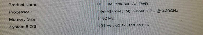 HP EliteDesk 800 G2 TWR i5-6500 3.2GHz 8GB RAM 500GB HDD NO OS $