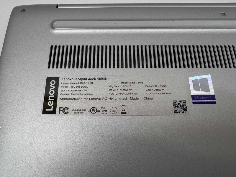 Lenovo IdeaPad 330S with i7-8550U CPU 8GB RAM & 500GB SSD Storage -