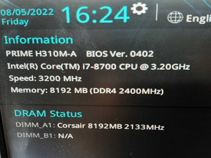 Asus Prime H310M-A Intel LGA 1151, i7-8700 3.2GHz/8GB DDR4, 100% TESTED ~