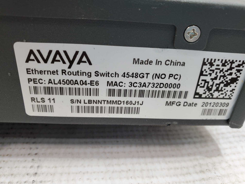 Avaya AL4500A 04-E6 4548GTvEthernet Routing 48 Port Stackable Gigabit Switch )