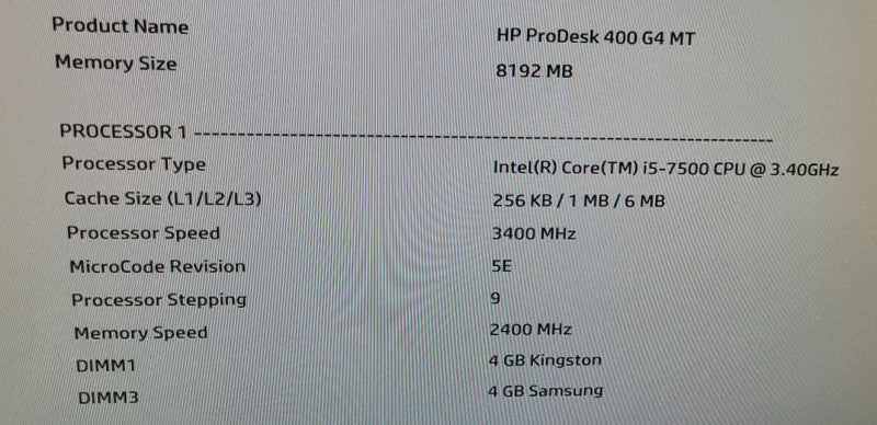 HP ProDesk G4 400 MT i5-7500 3.4Ghz 8GB DDR4 RAM 500GB SSD NO OS $