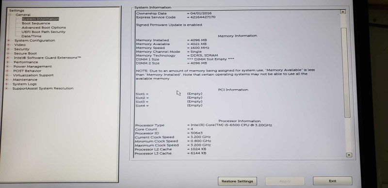 Dell Optiplex 3040 i5-6500 @ 3.20ghz / 4gb ram / See notes #