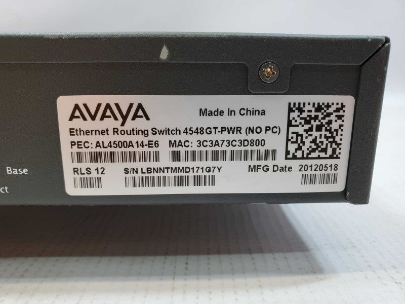 Avaya 4548GT-PWR 48-PoE Port Ethernet Routing Switch (