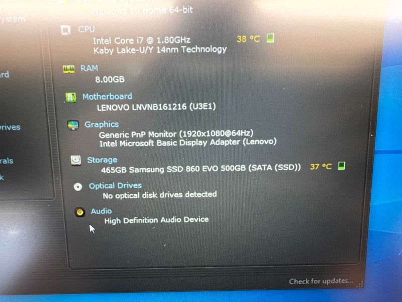 Lenovo IdeaPad 330S with i7-8550U CPU 8GB RAM & 500GB SSD Storage -