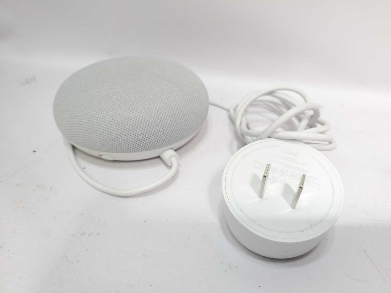 Google H2C Nest Mini Hands-Free Smart Speaker Chalk white w/ power adapter )