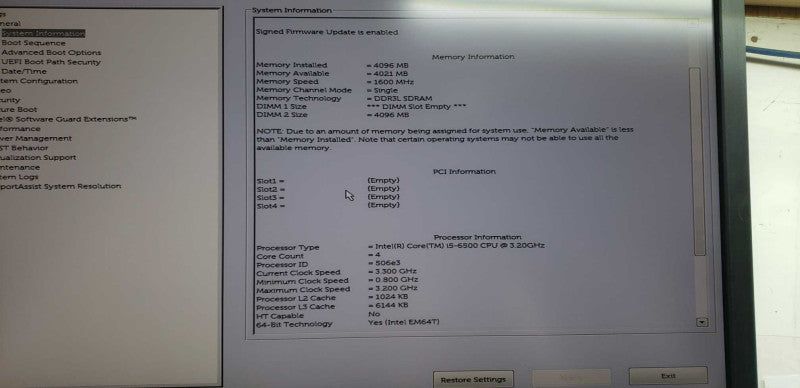 Dell Optiplex 3040  i5-6500 @ 3.20ghz / 4gb ram / see notes #