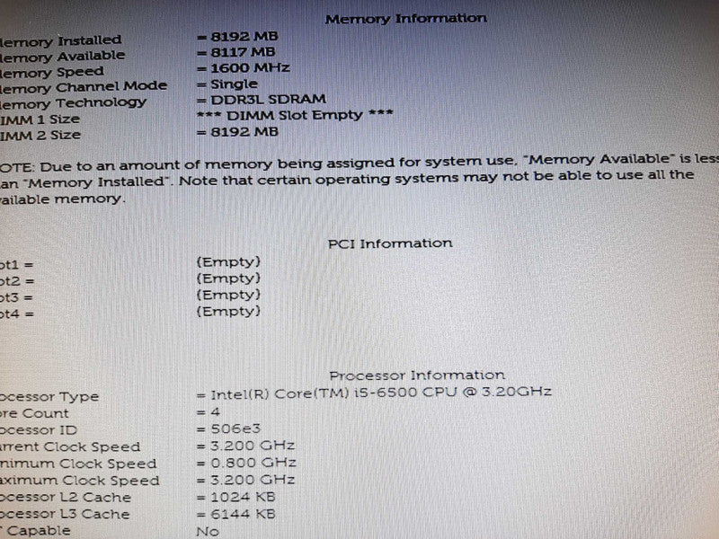 Dell OptiPlex 3040 MT Desktop, i5-6500 3.2GHz QC/8GB DDR3, NO HDDs ~