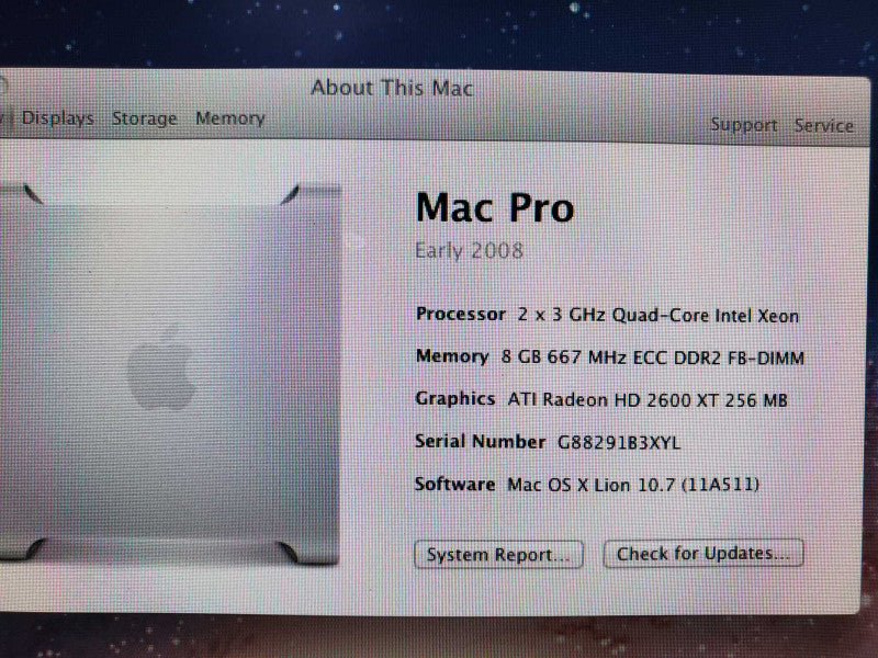 Apple Mac Pro 2008 A1186, 2x3GHz Quadcore Xeon 8GB DDR2, Radeon HD2600 |