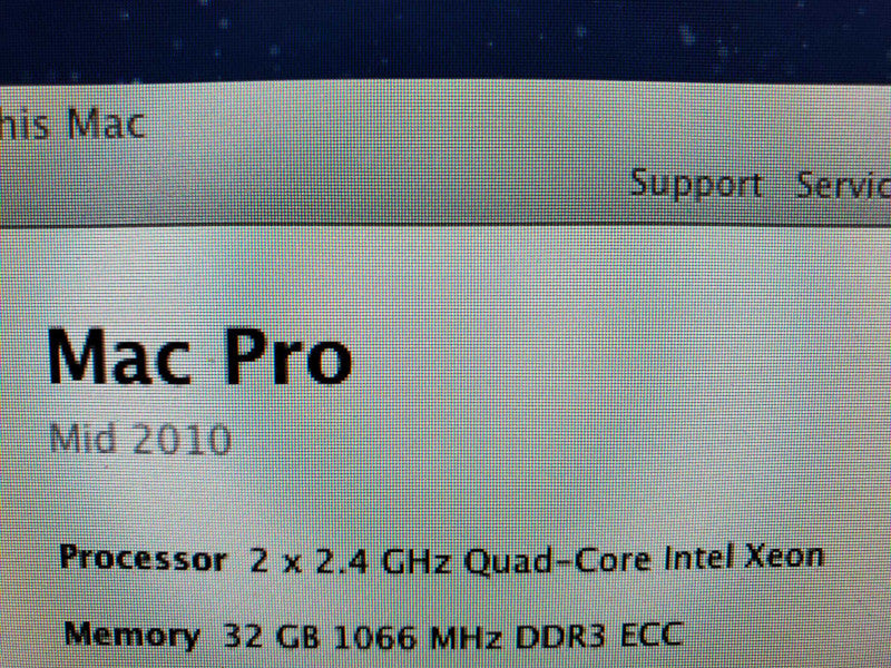 Apple Mac Pro 2010 A1289, 2x2.4GHz Quadcore Xeon 32GB DDR3, No GPU |