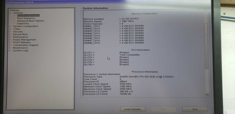Dell Precision T3610 Xeon E5-1620 V2 @ 3.70ghz / 32gb ram / Quadro k4000 GPU #
