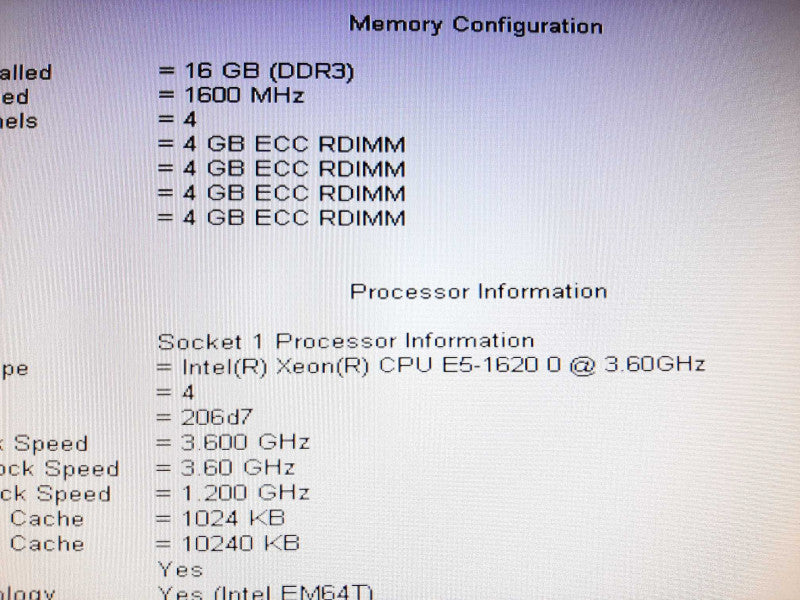 Dell P T3600 WS, Xeon E5-1620 3.6GHz QC/16GB, Quadro 2000, PERC H310, NO HDD ~