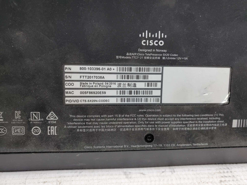 Cisco TTC7-21 Video Conference SX20 Codec )