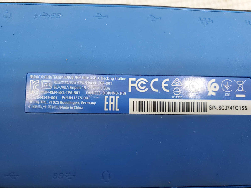 HP TPA-B01 844549-001 Elite USB-C Docking Station USB3.0 HDMI )