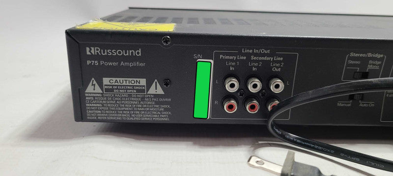 RUSSOUND P75 Power Amplifier 2-Channel Dual Source 75W Amp Stereo Component $