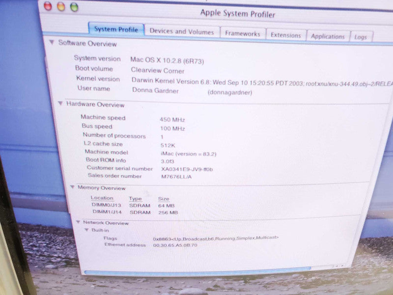 Apple 15\\" iMac G3 450 DV+ Summer 2000 M5521 450MHz 320M RAM Rare Color No HD )