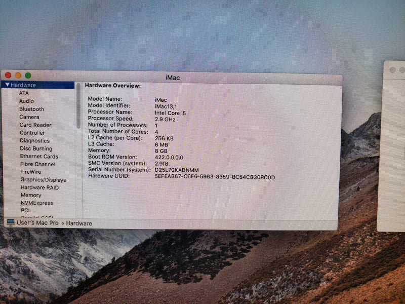 Apple iMac A1418 21.5\\" Core i5-3470S @ 2.9GHz 8GB 1TB HDD GT 650M 512MB )