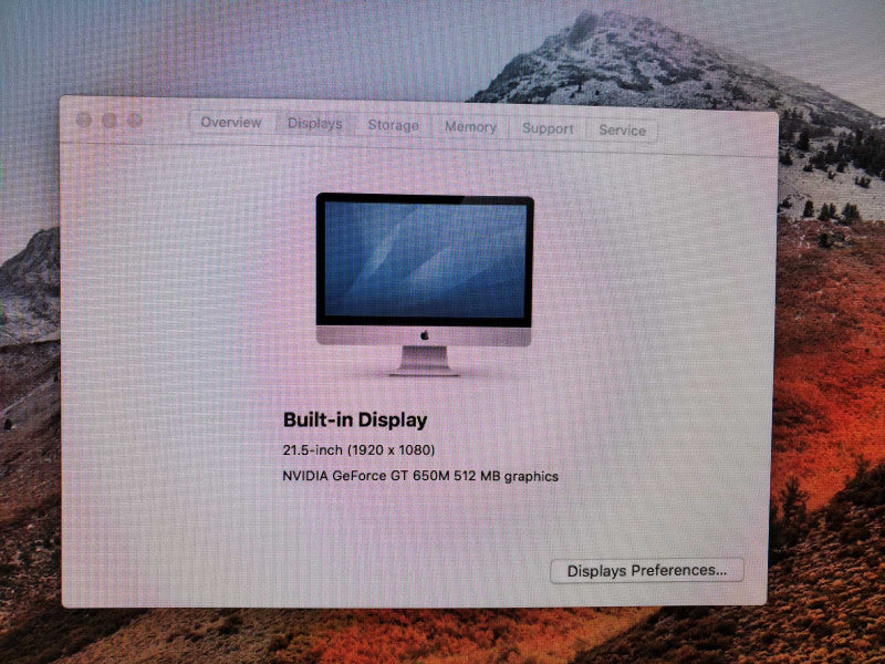 Apple iMac A1418 21.5\\" Core i5-3470S @ 2.9GHz 8GB 1TB HDD GT 650M 512MB )