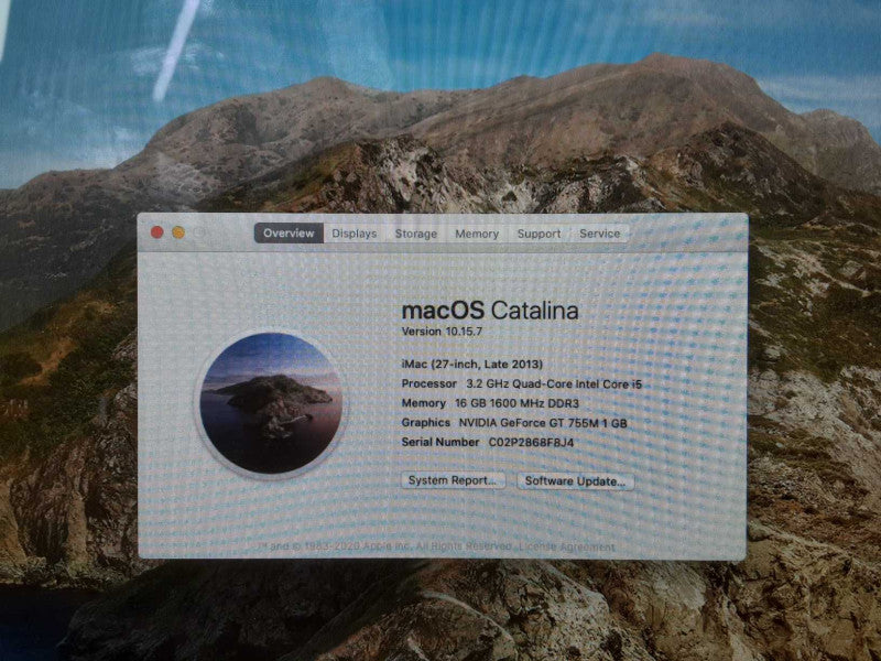 Apple iMac 27\\" L.2013 Core i5-4570 3.2Ghz 16GB 1TB HDD, GT 755M, Catalina _