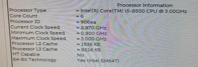 Dell Optiplex 3060 i5-8500 3GHz 8GB DDR4 RAM 250GB SSD $