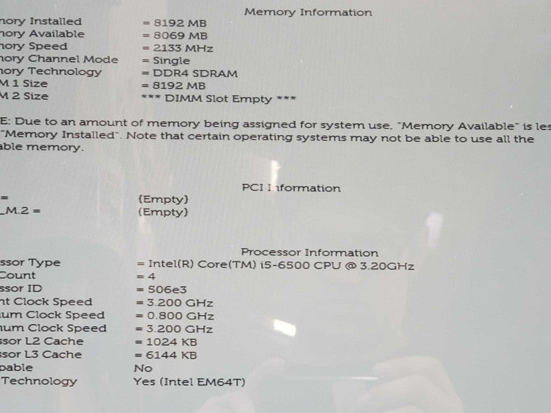 Dell Optiplex 7440 W11C 27\\" AIO i5-6500 3.2GHz 8GB DDR4 No HDD |