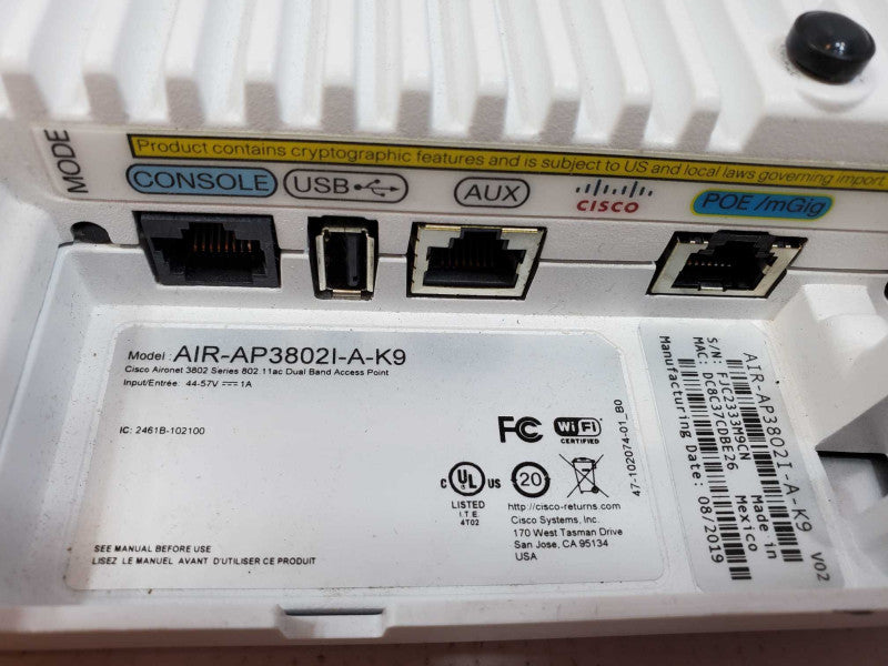 Cisco AIR-AP3802I-A-K9 Access Point (