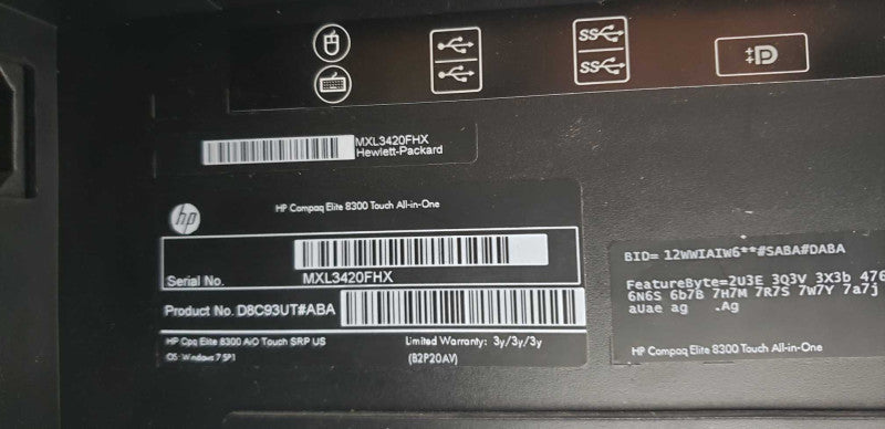 HP Compaq elite 8300 AiO i7-3770 @ 3.40ghz / 8gb ram / 23\\" / 1920 x 1080 #