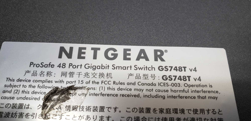 Netgear GS748T V4 48-Port Gigabit Ethernet Smart Switch / factory reset #
