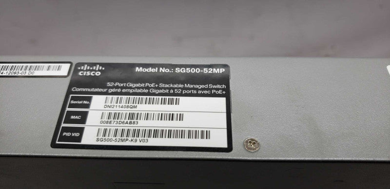 Cisco SG500-52MP 52-port Gigabit PoE+ Managed Switch / factory reset #