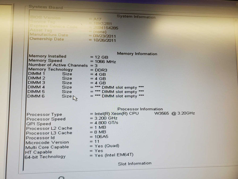 DELL Precision T3500 Xeon W3565@3.20GHz 12GB DDR3 (