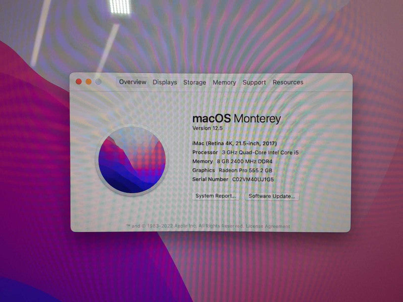 iMac 21.5\\" 4K Mid-2017 Core I5-7400 3.0 GHz, 8GB, Radeon Pro 555 2GB, 1TB, SEE _