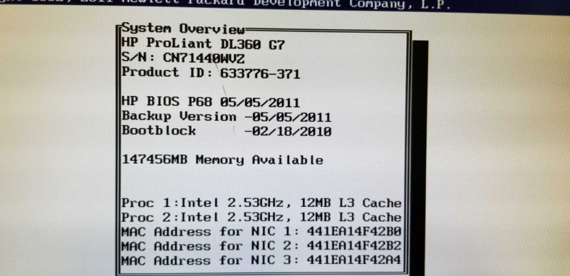 HP ProLiant DL360 G7 Server w/ Intel Xeon X5649 CPU @ 2.53GHz, 128GB RAM, =