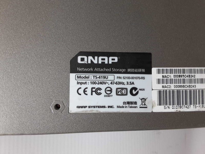 QNAP 4-bay Network attached storage TS-419U, 2x 2TB HDDs _
