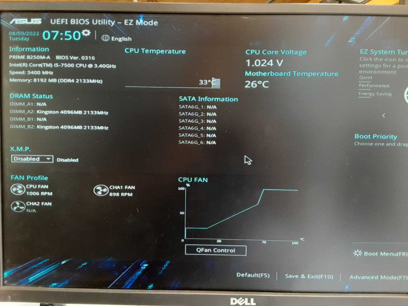 Custom Asus Tower PC, Core I5-7500 3.4GHz, 8GB DDR4, 4x HDD Trays, SEE _