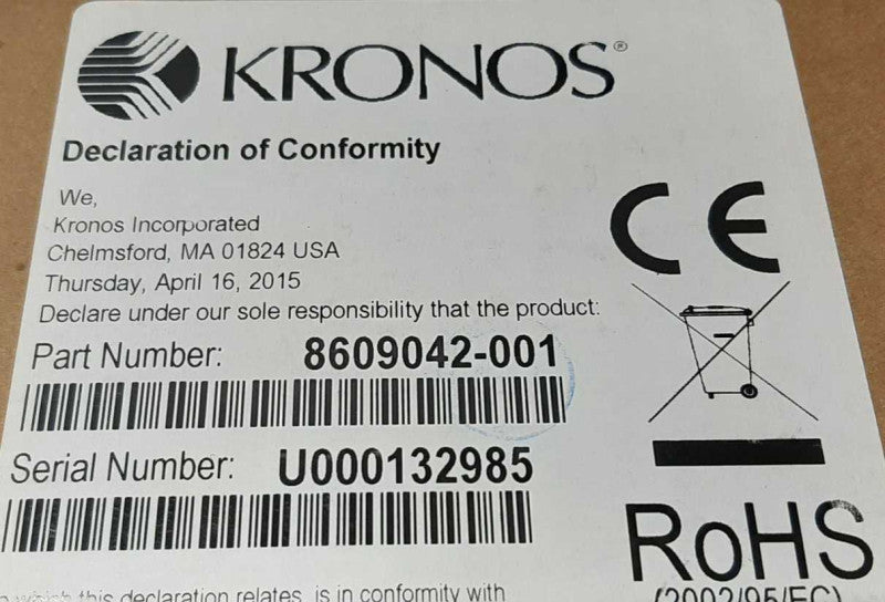 Kronos InTouch 9000 Time Clock TouchScreen W/adapter & Finger Print Scanner #