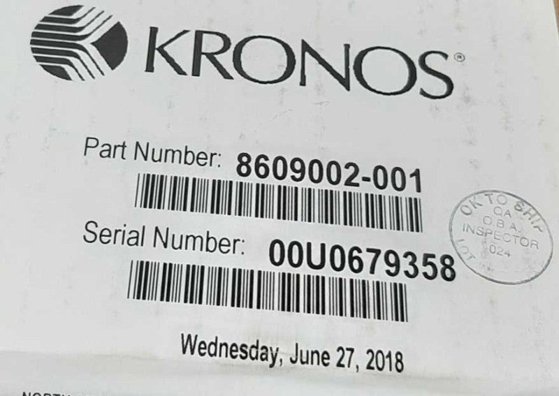 Kronos InTouch 9000 Time Clock TouchScreen W/adapter & Finger Print Scanner #