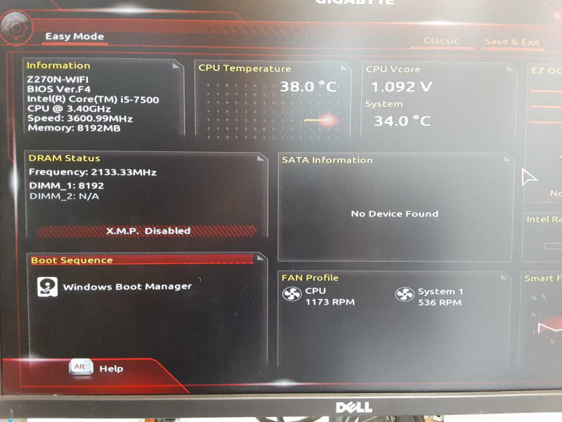 Custom/Gibabyte PC, Core I5-7500 3.4GHz, 8GB DDR4, No HDD/Caddies _