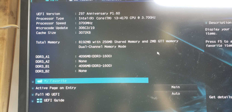 custom desktop i3-4170 @ 3.70ghz / 8gb ram / Z97 aniversary motherboard #