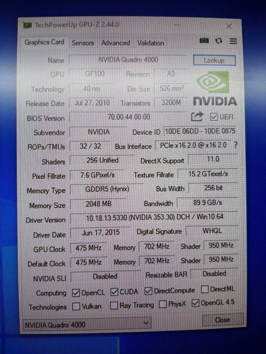 NVidia Quadro 4000 Q4000 2G DDR5 Video Graphics Card DVI DP for Mac Pro 3.1-5. ~