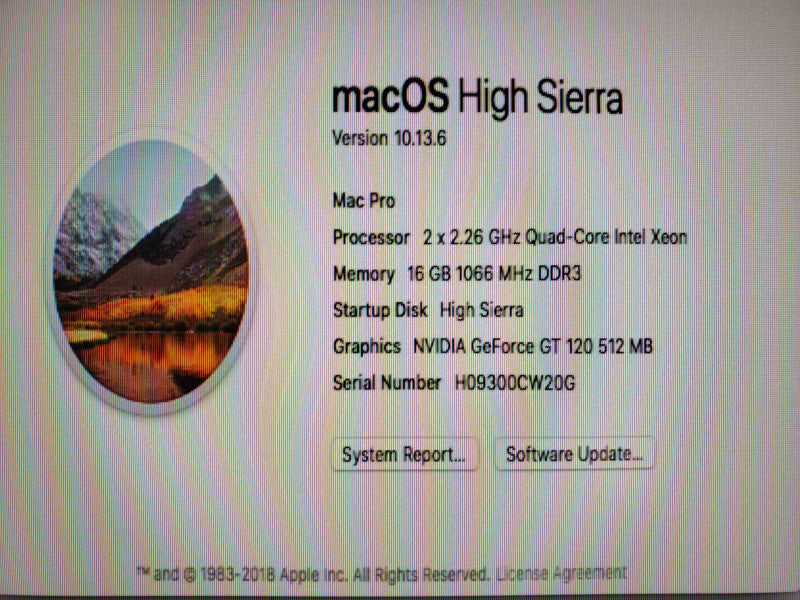 Apple Mac Pro 2xQuad-core Xeon@2.26GHz 16GB DDR3 GeForce GT120 [