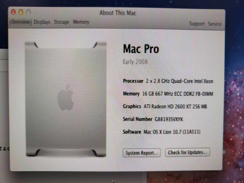 Apple Mac Pro Early 20082xQuad-core Xeon@2.8GHz 16GB DDR2 HD 2600 XT [