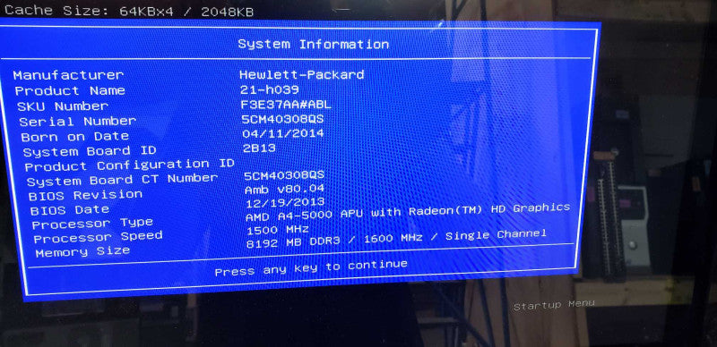 HP Pavilion 21 Touchsmart AiO AMD A4-5000 @ 1.50ghz / 8gb ram #
