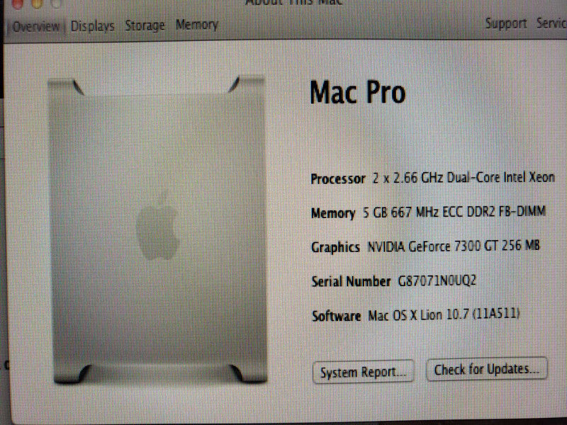 Apple Mac Pro 2xDual-Core Xeon@2.66GHz 5GB ECC DDR2 GeForce 7300GT [