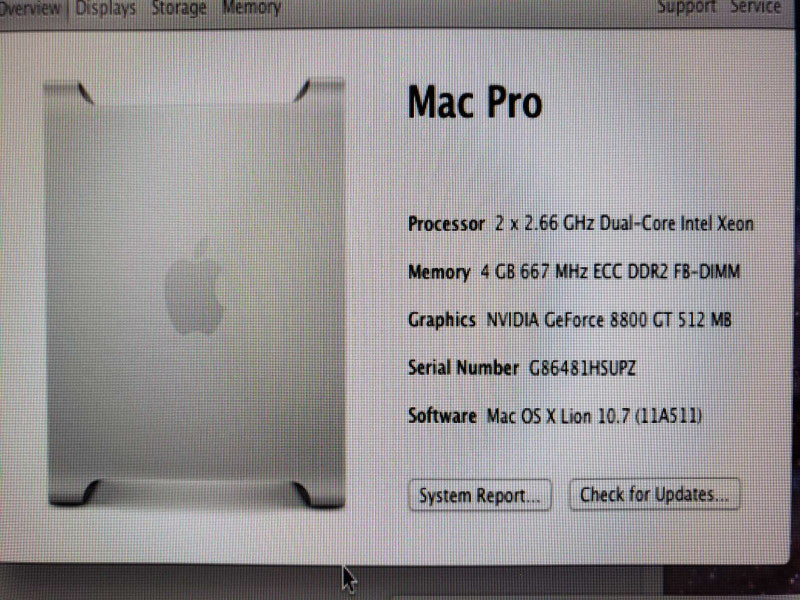 Apple Mac Pro 2x Dual-Core@2.66GHz 4GB ECC DDR2 GeForce 8800GT [