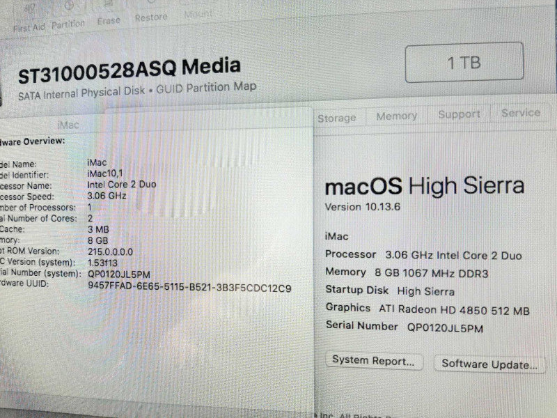 iMac 27\\" - L.2009 A1312, Core 2 Duo E7600 3.06GHz/8GB DDR3, Radeon HD4850, 1TB ~