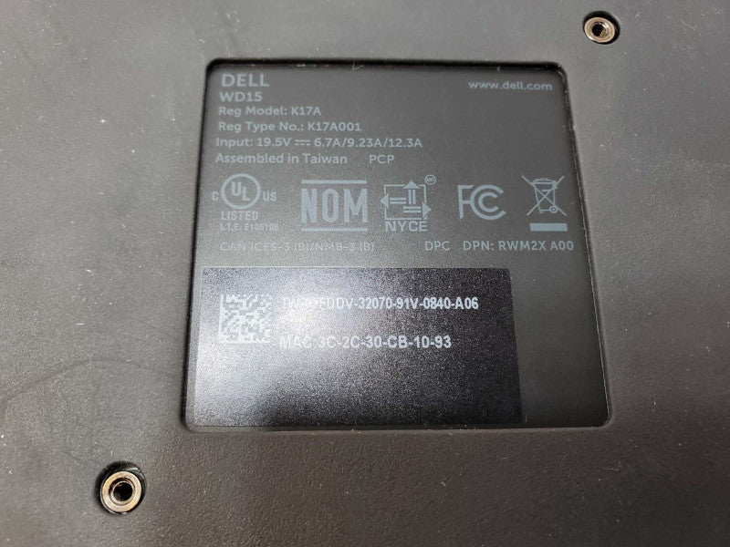 Dell WD15 Laptop Docking Station K17A (