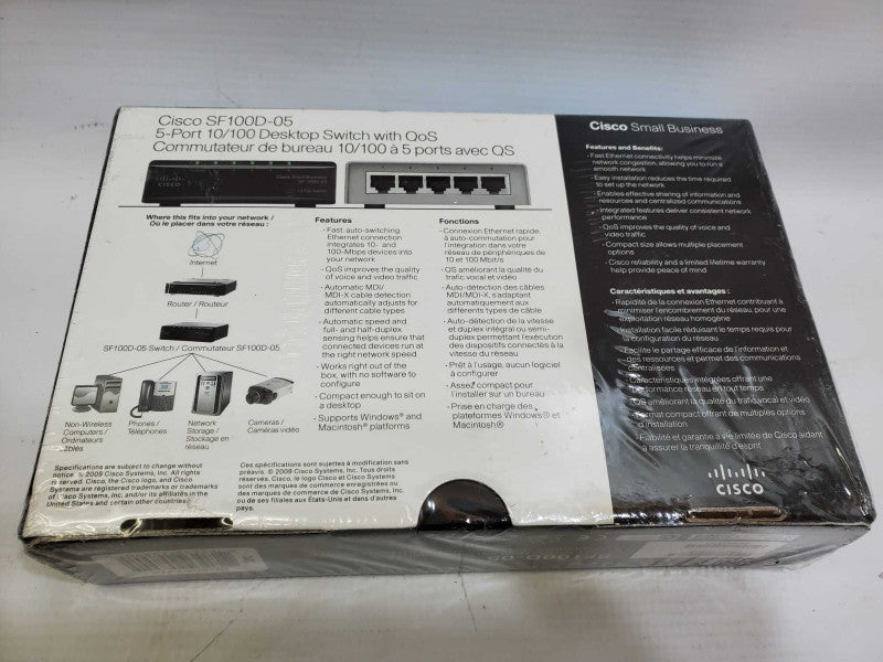 New Cisco Desktop Switch SF100D-05 5 Port Sealed )