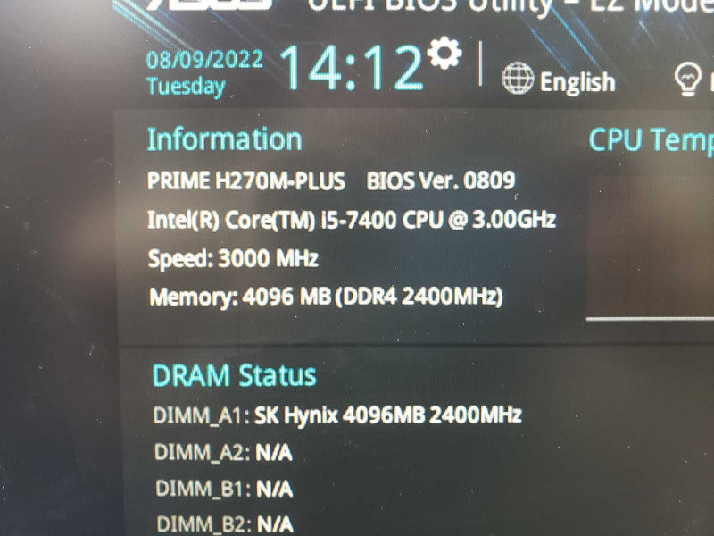 Custom PC Asus H270M Plus i5-7400@3GHz 4GB DDR4 No HDD 550W PSU [