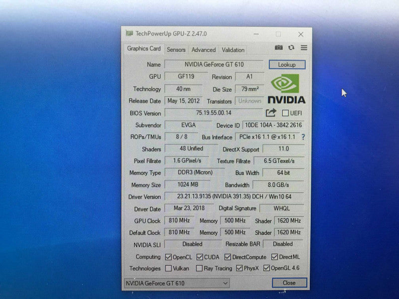 EVGA GeForce GT 610 2GB DDR3 DVI/Mini-HDMI Graphics Card (